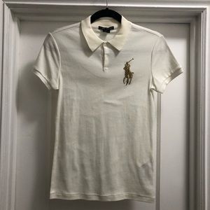 Ralph Lauren Women’s Polo White w/ Gold Logo